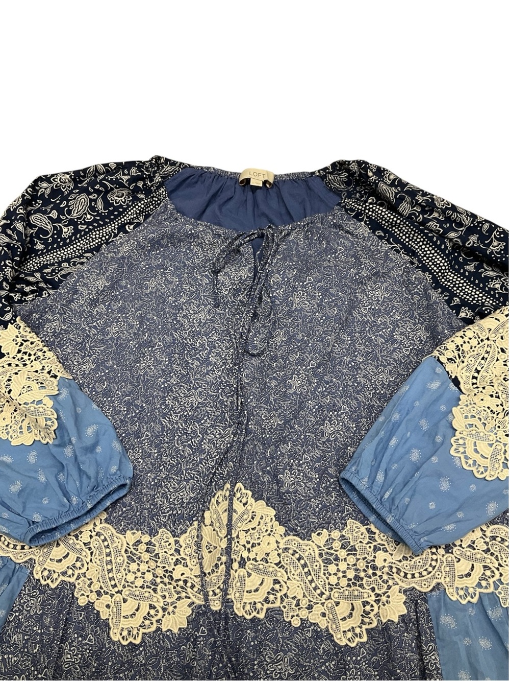 Ann Taylor Loft paisley lace tie dress L - Picture 6 of 12
